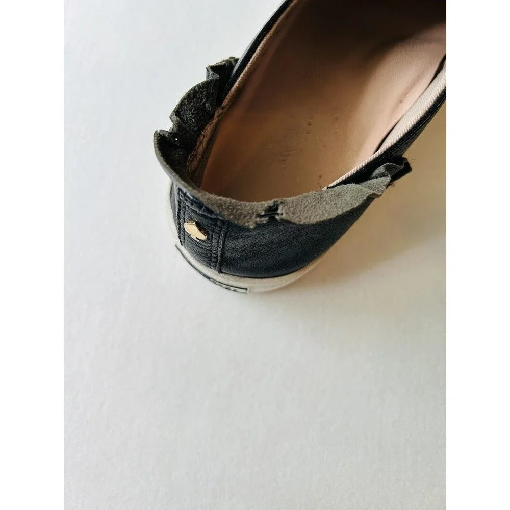 Kate Spade Shoes 7 M Lilly Slip‎ On Sneakers Black Leather Ruffled